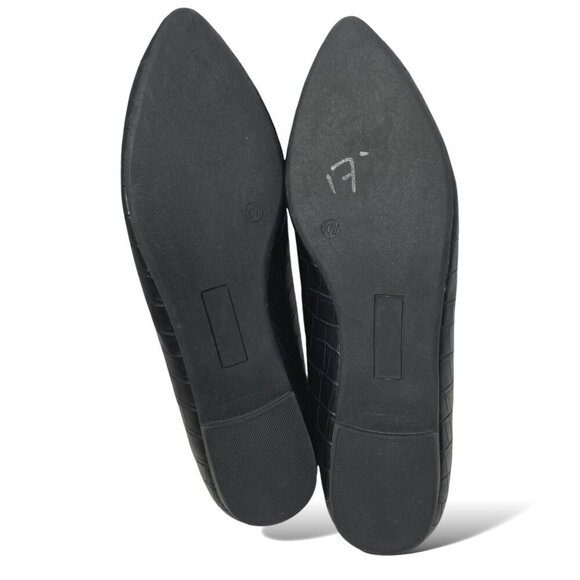Seychelles Mia Flats Womens 10W Black Croc Embossed Faux Leather Point Toe Shoe - Picture 11 of 11
